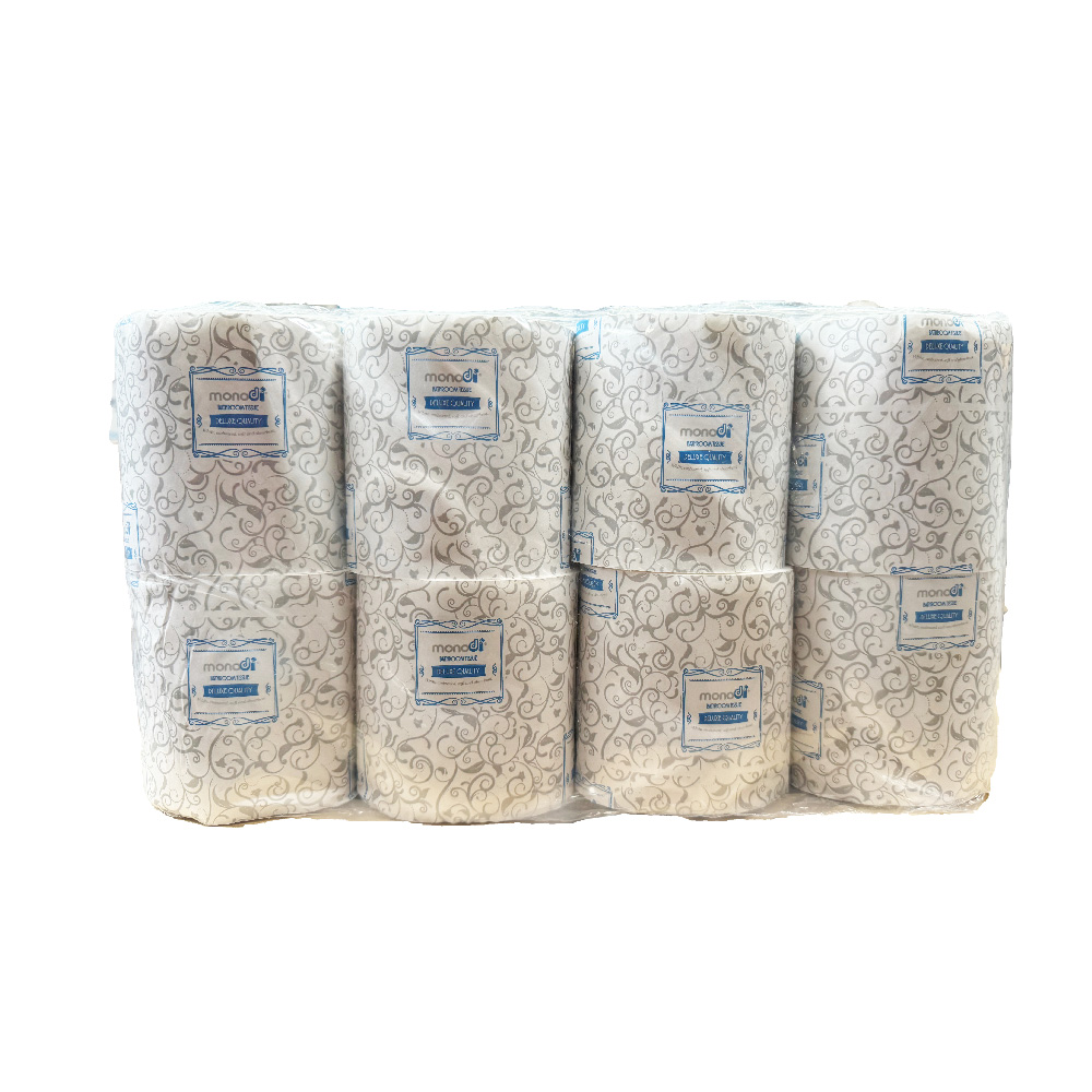 Palette de 144 paquets de papier toilette bandé 8 rouleaux de cellulose pure Monodì