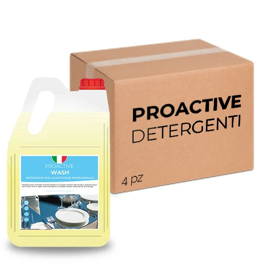 Boîte de 4 bidons de détergent professionnel pour lave-vaisselle ProActive Wash de 5 litres